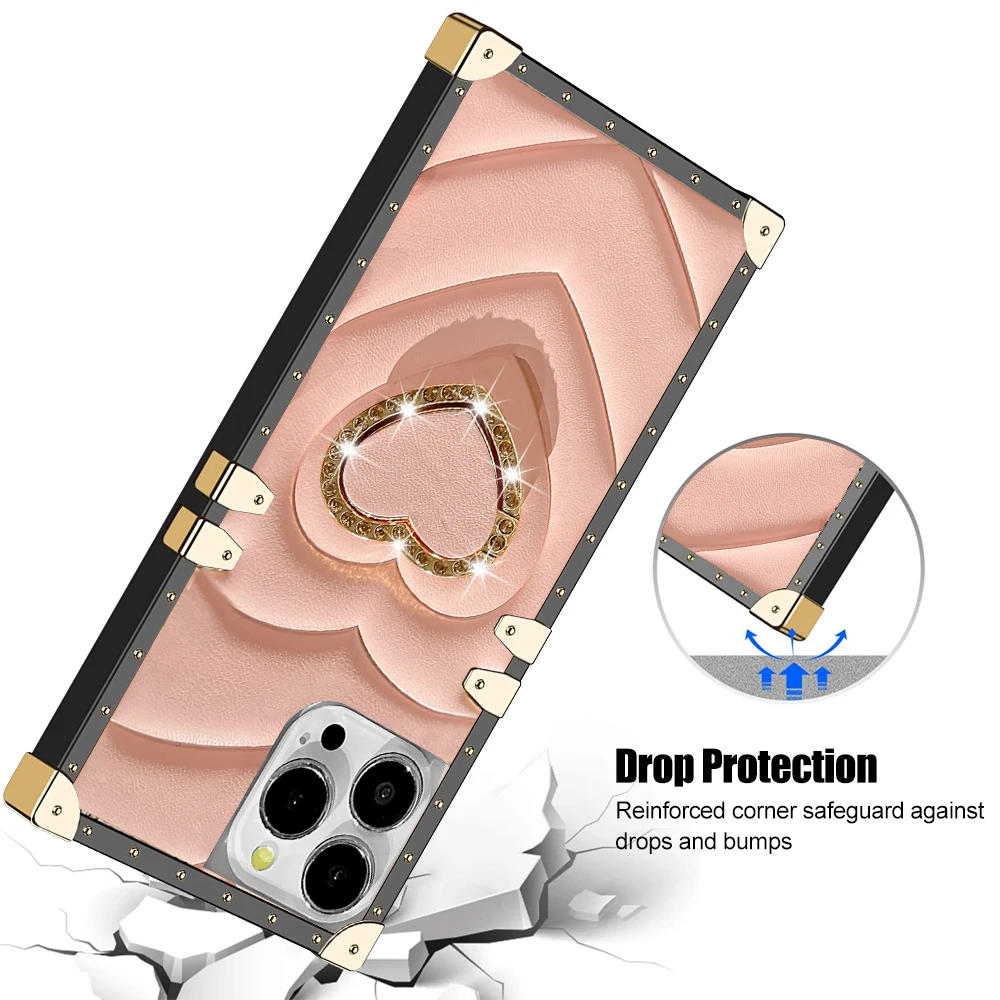 Funda de cuero con soporte de anillo para Iphone 14 Pro Max, 13, 12, 11, XSMAX, funda anticaída con lazo de dedo magnético - imagen 3