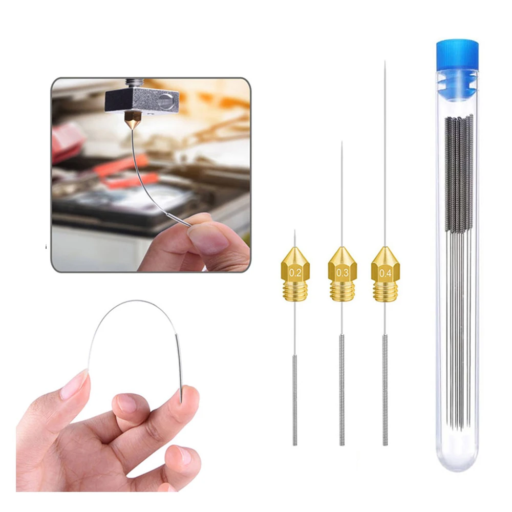 Herramientas de impresora 3D, agujas de limpieza de boquillas de acero inoxidable, boquilla E3D V6, boquillas MK8, agujas de taladros para impresora 3D Ender 3 V2, 10 Uds.