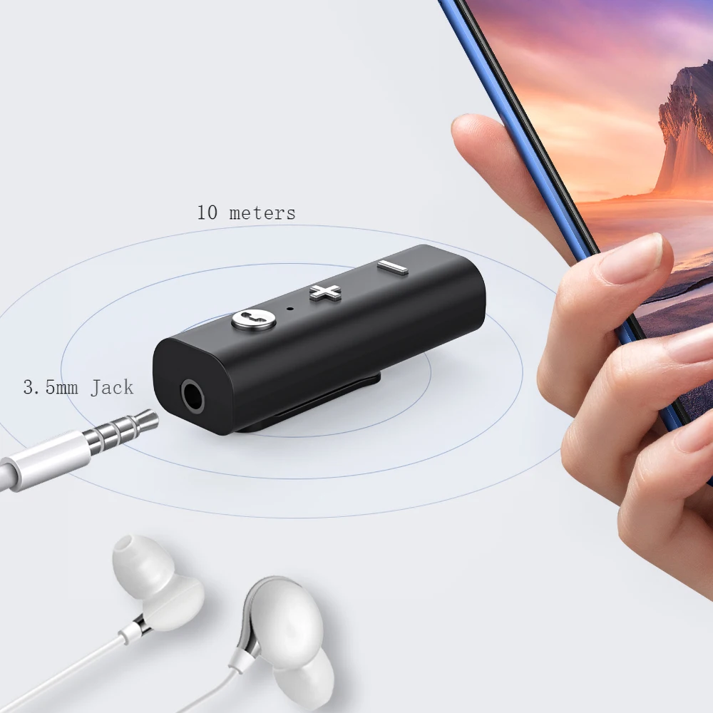 Adaptador Bluetooth 5,0, receptor de Audio inalámbrico Bluetooth para Audio auxiliar de 3,5mm, transferencia de música para auriculares, Plug and Play - imagen 4