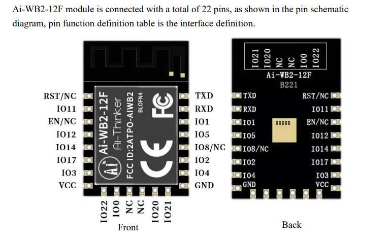 Módulo de Ai-WB2-12F Wi-Fi BLE5.0, Transmisión en serie, Compatible con ESP-12F - imagen 2