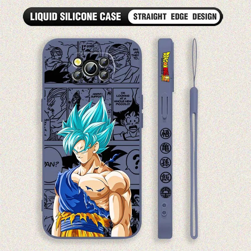 D-Dragon Ball Art Goku Saiyan para Xiaomi Poco X6 X5 X4 X3 M6 M5 M3 F6 F5 F4 F3 GT Pro 5G cubierta de la caja del teléfono de cuerda izquierda líquida - imagen 5