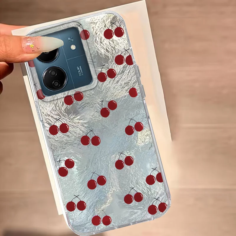 Para Xiaomi Poco X3 X5 M6 M2 Pro X6 M5S C61 C65 funda de teléfono lindo estampado de cereza patrón de vórtice funda protectora Simple de moda - imagen 4