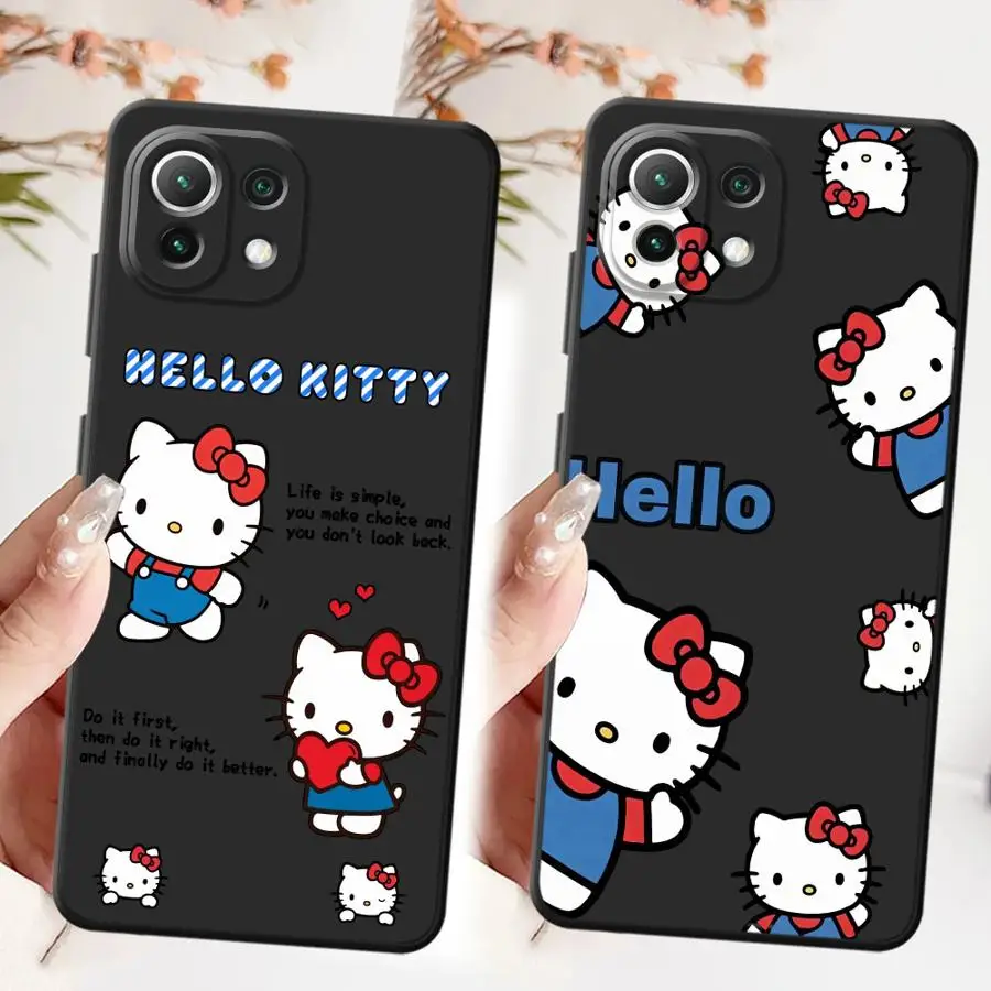 Funda de teléfono suave negra de dibujos animados de Hello Kitty a la moda para Xiaomi Mi 13 14 15 Pro 12X 10T 11T 12T Pro 11 12 13 Lite