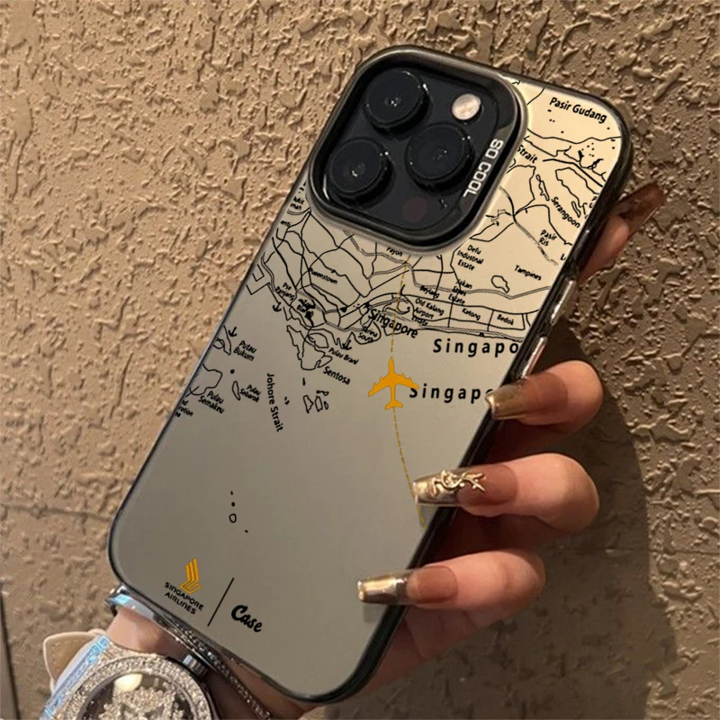 Funda IMD plateada con diseño de ruta de avión inspirada en viajes para Xiaomi Redmi Note 14 13 12 11 10 Pro Plus 5G 12S 11 Redmi 14C 13 - imagen 3