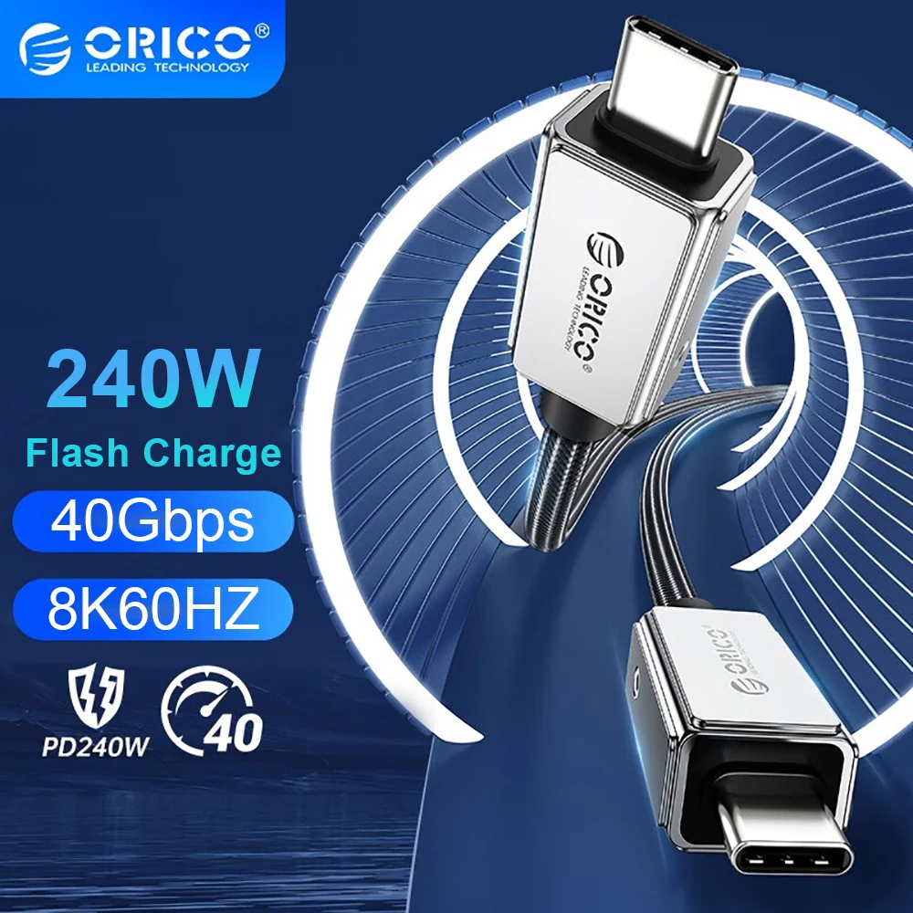 ORICO 40Gbps UCB C Cable 240w Thunder 3 tipo C Cable de carga rápida 8k 60hz TV Box para móvil tableta portátil Samsung teléfonos móviles