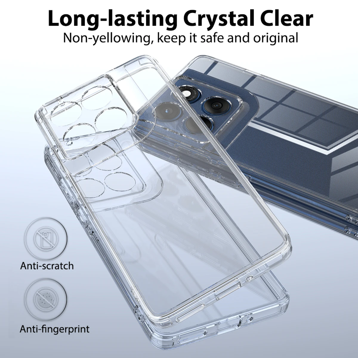 Funda para Moto Edge60 Pro 5G PC acrílico transparente a prueba de arañazos protección de cámara cubierta dura para Motorola Edge 60 Pro 5G - imagen 3