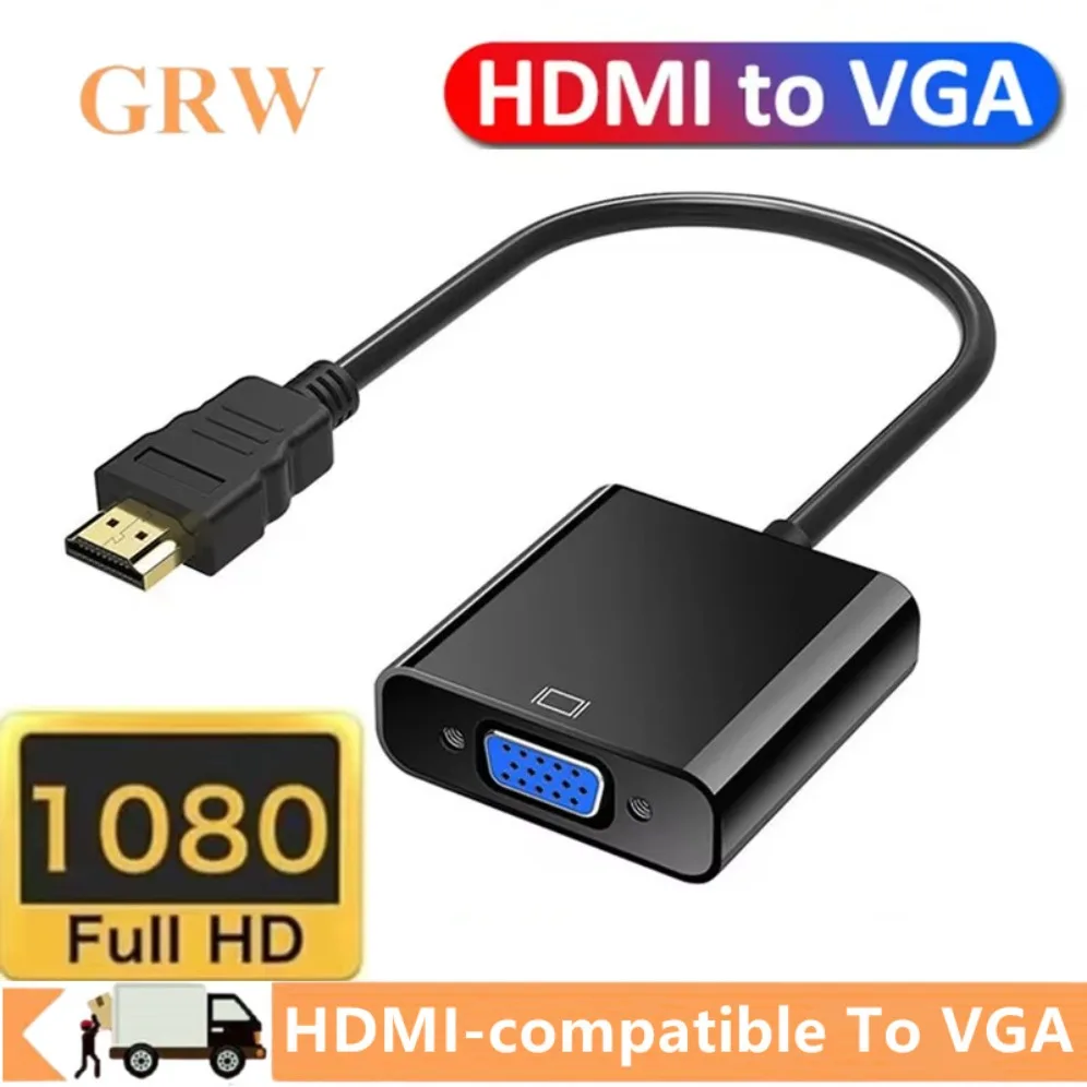 HD 1080P HDMI-compatible a VGA Cable convertidor HDMI-compatible macho a VGA hembra adaptador para ordenador portátil PC TV Monitor de ordenador