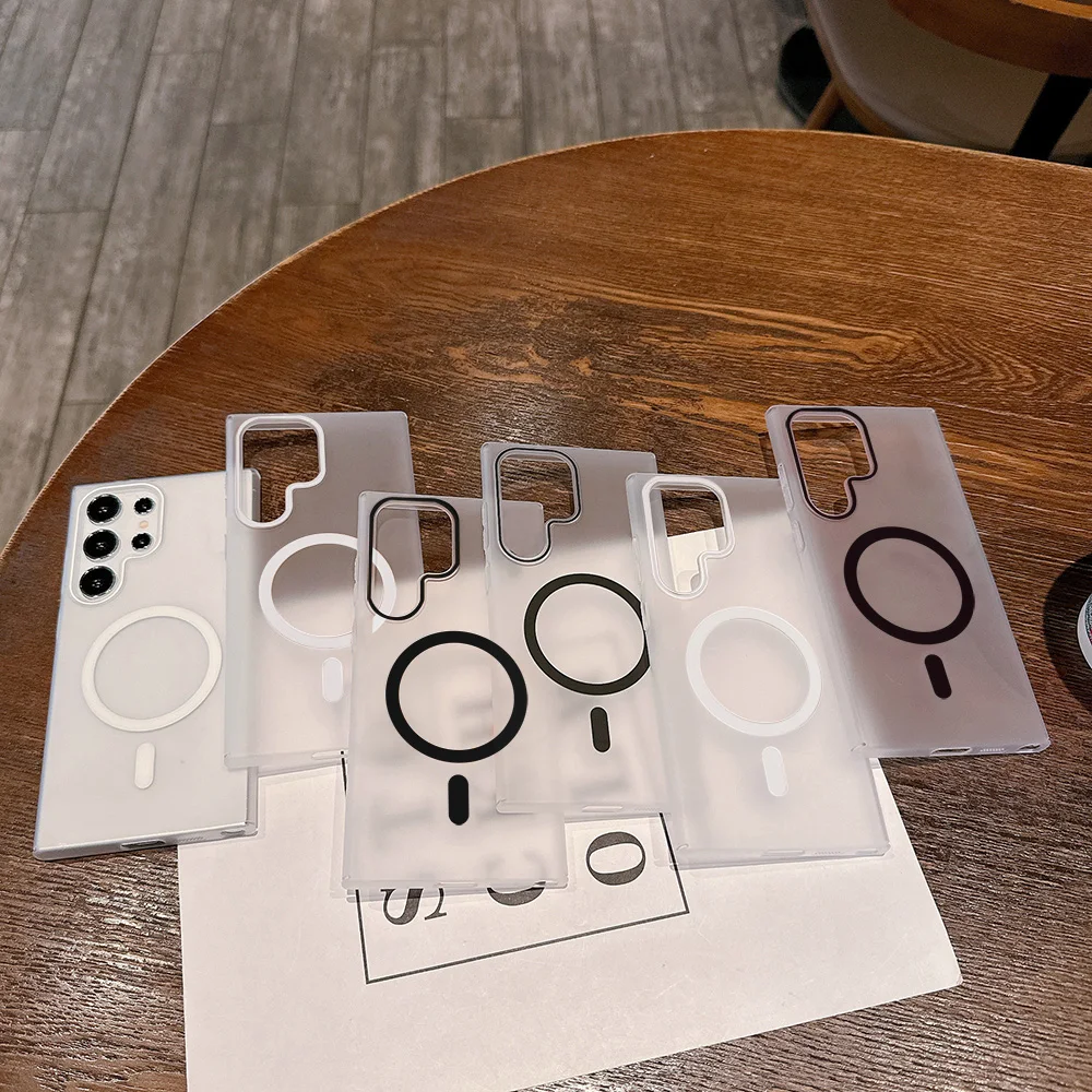 Funda de carga inalámbrica magnética ultrafina para Samsung Galaxy S25 Ultra S24 FE S23 S22 S21 S20 FE, cubiertas duras transparentes mate - imagen 2