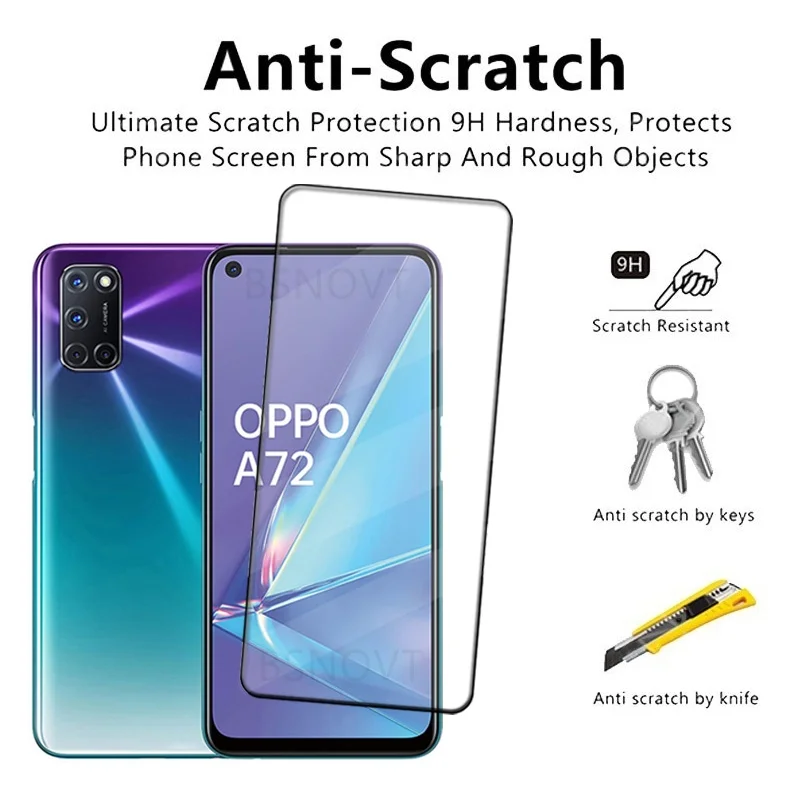 1/2/3/4PCS For OPPO A72 Glass OPPO A72 Tempered Glass Protective Film Full Cover Glue 9H HD Screen Protector OPPO A72 A 72 6.5" - imagen 4