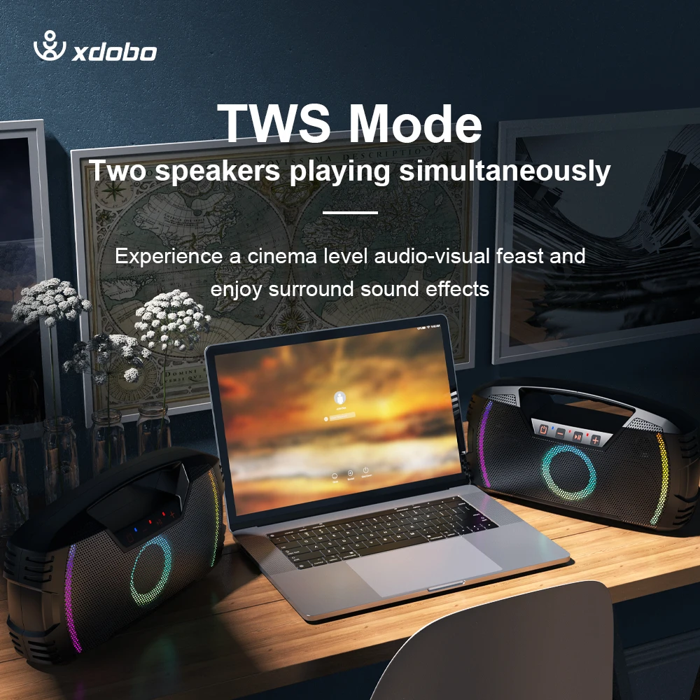 XDOBO-altavoz SINOBAND Blade 1974, barra de sonido con Bluetooth, graves profundos, luz RGB, Subwoofer impermeable, sistema Hi-Fi, 80W - imagen 5