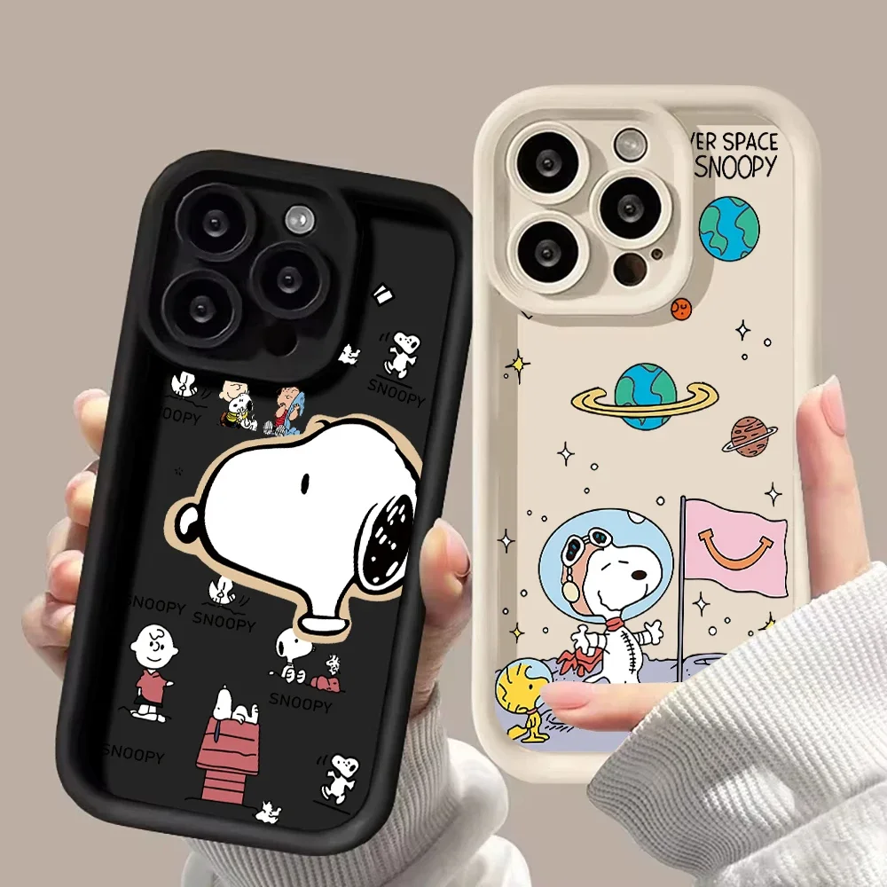 Funda bonita de dibujos animados de Snoopy Pastronaut hone para iPhone 17 16 15 14 13 12 11 Pro Max Plus XS Max SE2020, funda de silicona suave - imagen 2