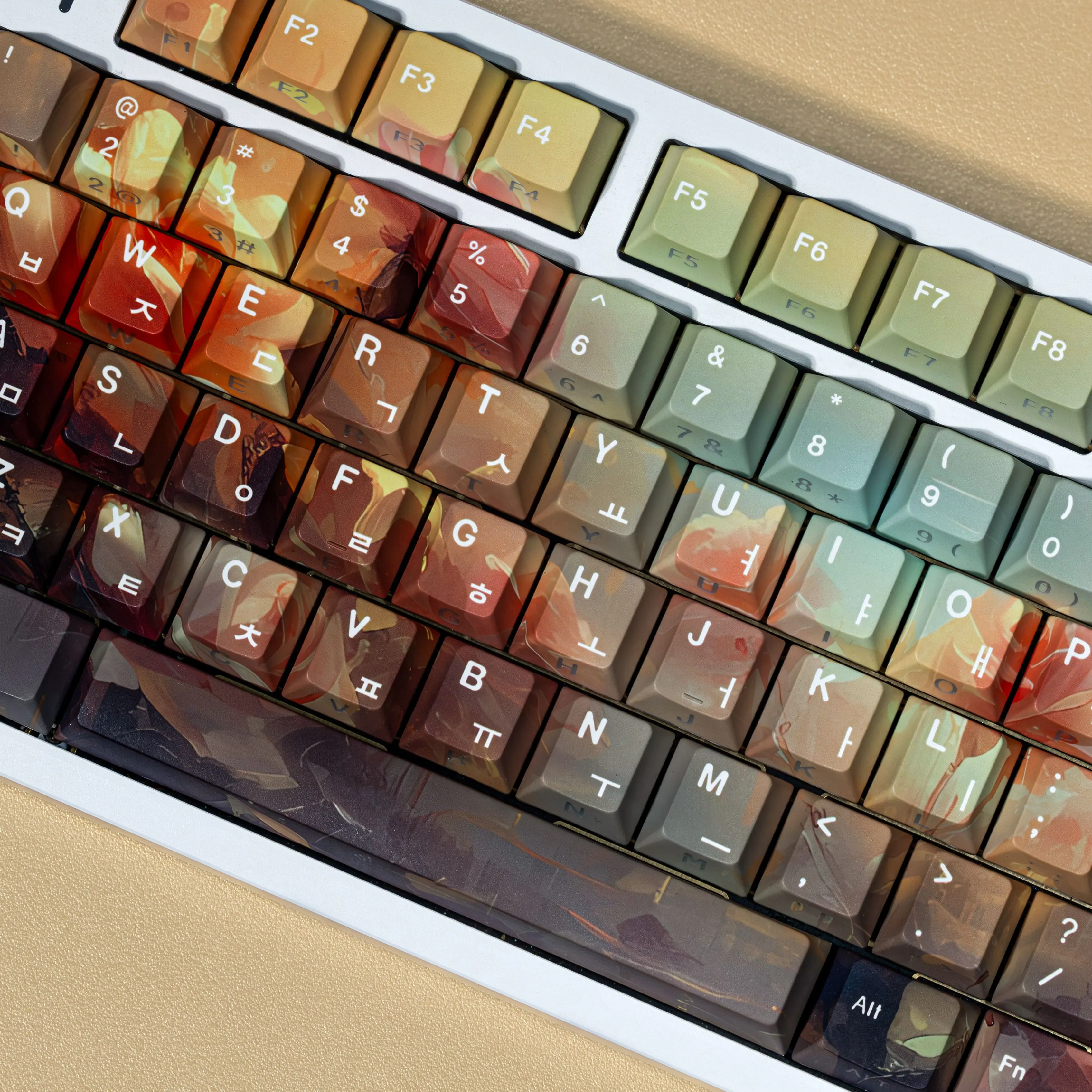 JCM-teclas coreanas de cereza, doble cara de impresión, Material Pbt transparente, tinte Sub, verde, amarillo, dibujos animados, juego grande, tapa de llave para Wooting 80 - imagen 4