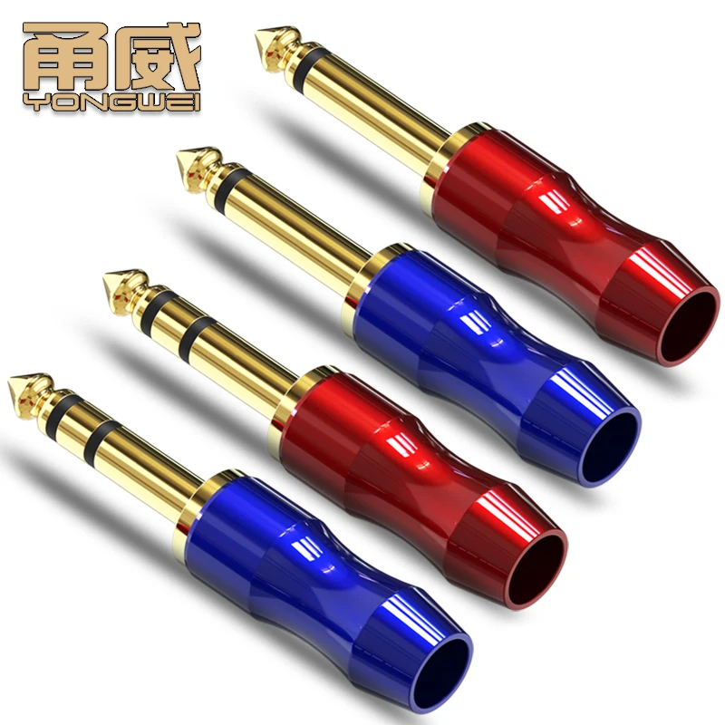 YONGWEI micrófono con enchufe de 6,35mm chapado en oro de cobre puro, guitarra, consola mezcladora electrónica de acero, conexión de audio, enchufe soldado - imagen 3
