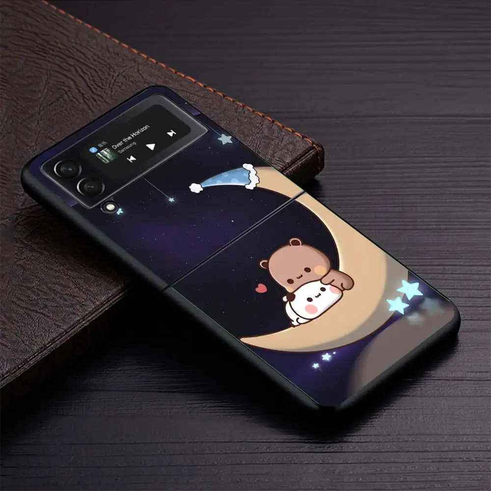 Fundas de teléfono negras con bonito gato melocotón Goma para Samsung Z Flip 7 6 5 4 3 galaxia de lujo ZFlip7 ZFlip6 Flip5 Flip4 Flip3 funda Z F - imagen 5