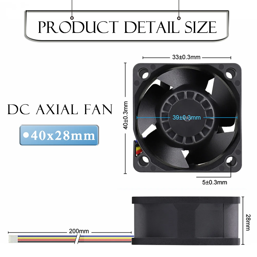 GDSTIME-ventilador de refuerzo de alta velocidad con doble rodamiento de bolas, enfriador potente de 4 pines con función PWM para refrigeración AVC, CC de 12V, 40x28MM, 5 piezas, 4028 - imagen 5