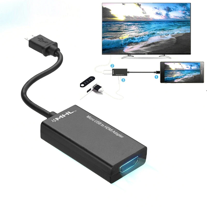 Plug & Play Universal Micro USB a HDMI HD TV AV TV Cable convertidor 1080P móvil/portátil MHL a HD TV adaptador conector - imagen 3