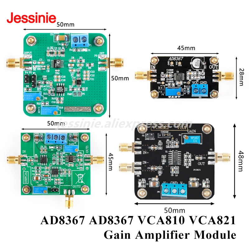 Módulo de placa amplificadora de ganancia AD8367 VCA810 VCA821, ancho de banda medido de 500MHz, amplificador de ganancia Variable AGC VGA de 32dB de alto rendimiento