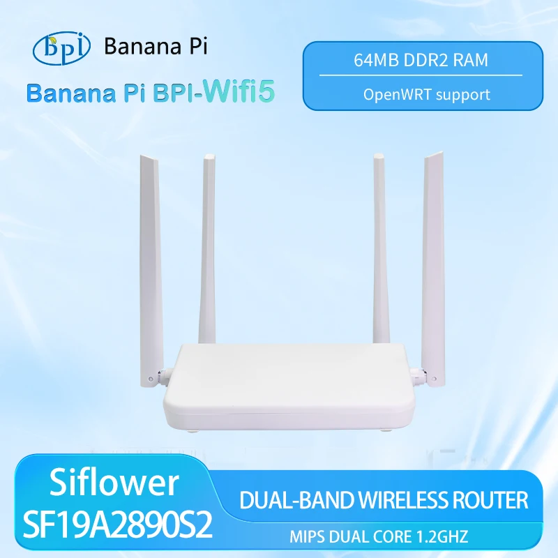 Enrutador Banana Pi BPI-Wifi5 Siflower SF19A2890S2 enrutador inalámbrico de doble banda 1,2 Gbps velocidad inalámbrica enrutador inalámbrico de alto rendimiento