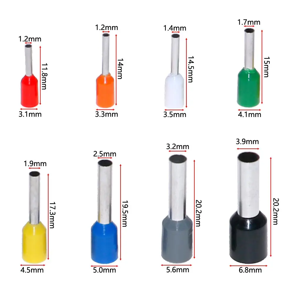 Caja mixta de terminales de extremo de Pin de cable aislado conector de engarzado de cobre de alambre de 400 Uds - imagen 5