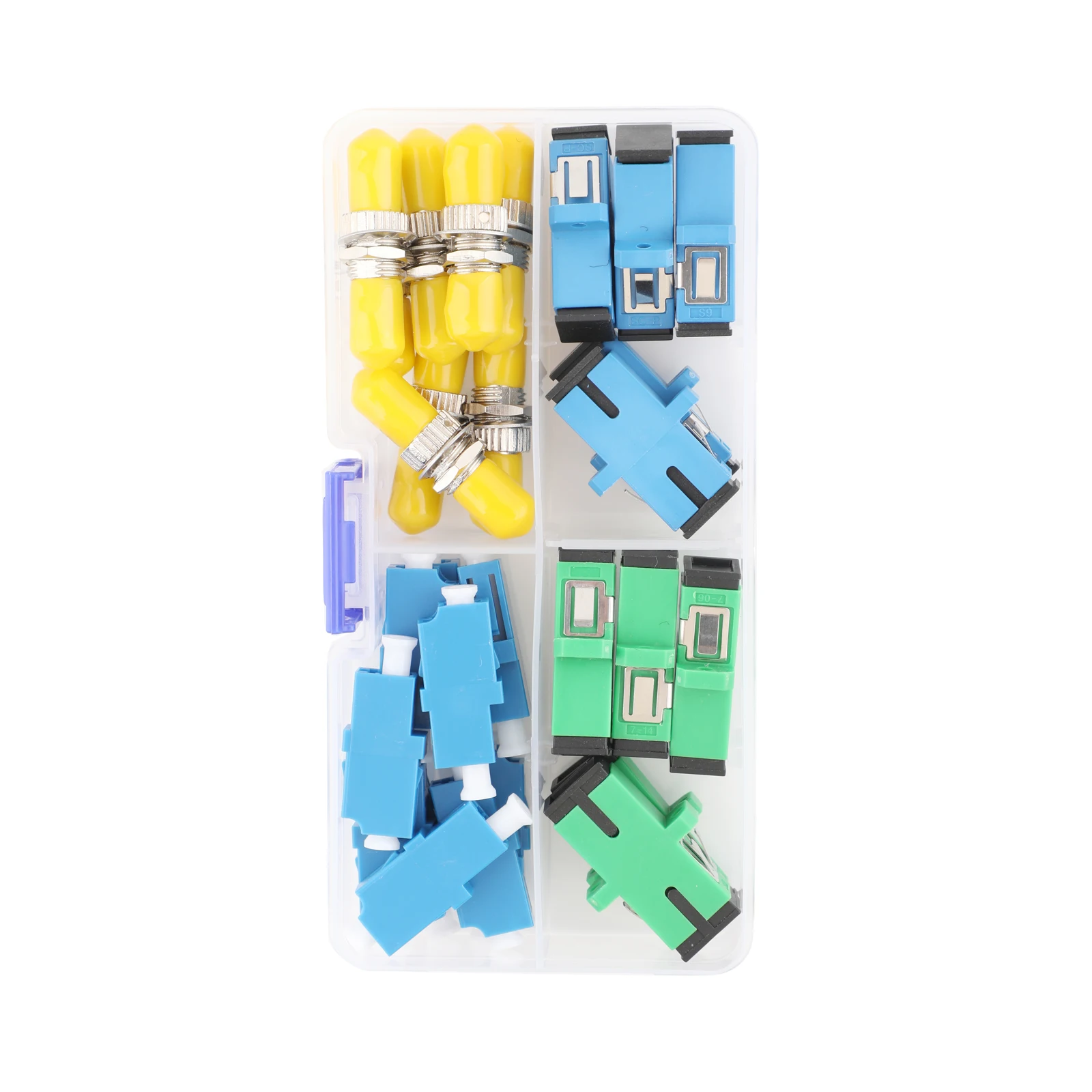 Kit de acoplador de fibra óptica de 28 piezas, kit adaptador de fibra para SC/APC SC/UPC ST LC, conector convertidor para sistema FTTH