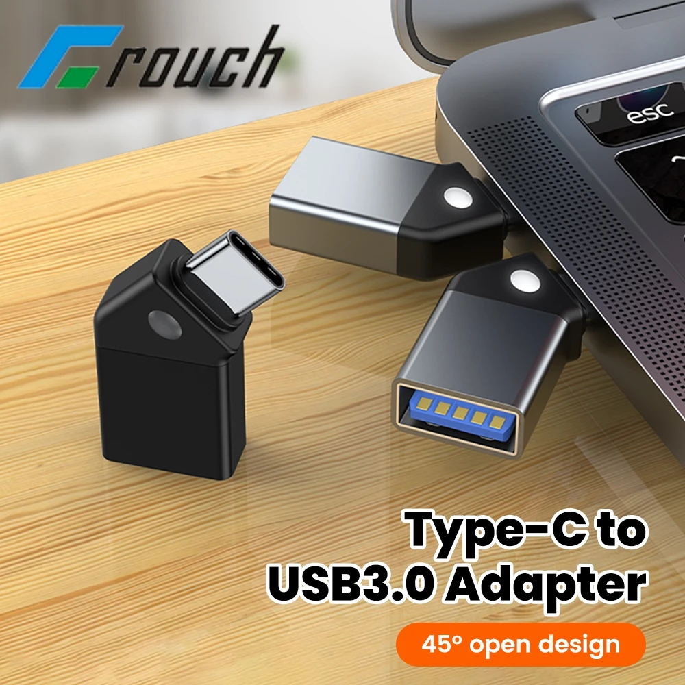 Adaptador tipo C a USB 3,0 45 ángulo abierto USB hembra a tipo C convertidor macho para teléfono lector de tarjetas de ordenador portátil transferencia de datos de disco U