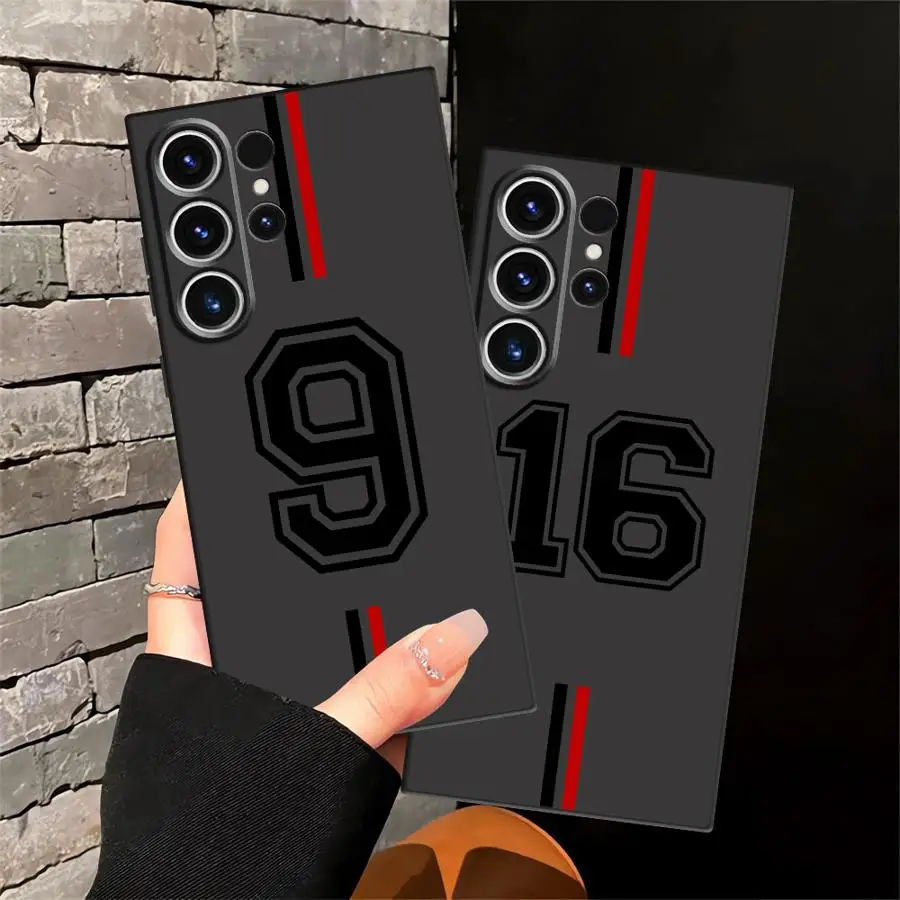 Funda de teléfono suave negra con número de pie para Samsung Galaxy S20 S25 Edge S21 FE S24 Plus S23 Ultra - imagen 4
