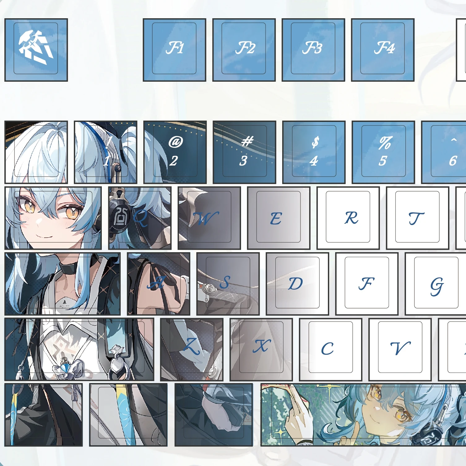 MAIMOOO Wuthering Waves Buling Keycaps Cherry Profile dibujos animados Anime juego Keycap PBT sublimación azul tapas de teclado mecánico - imagen 2