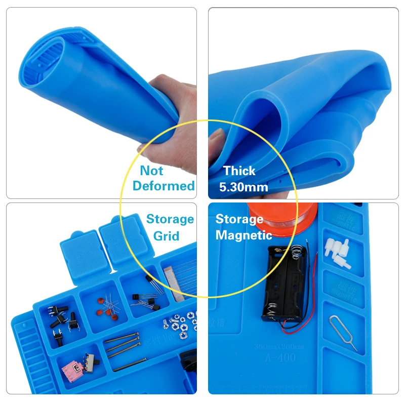 Estera de soldadura antiestática ESD para Estación de retrabajo Bga, almohadilla de aislamiento térmico de reparación de Ipad grande, estera de silicona pequeña, soldadura gruesa - imagen 5
