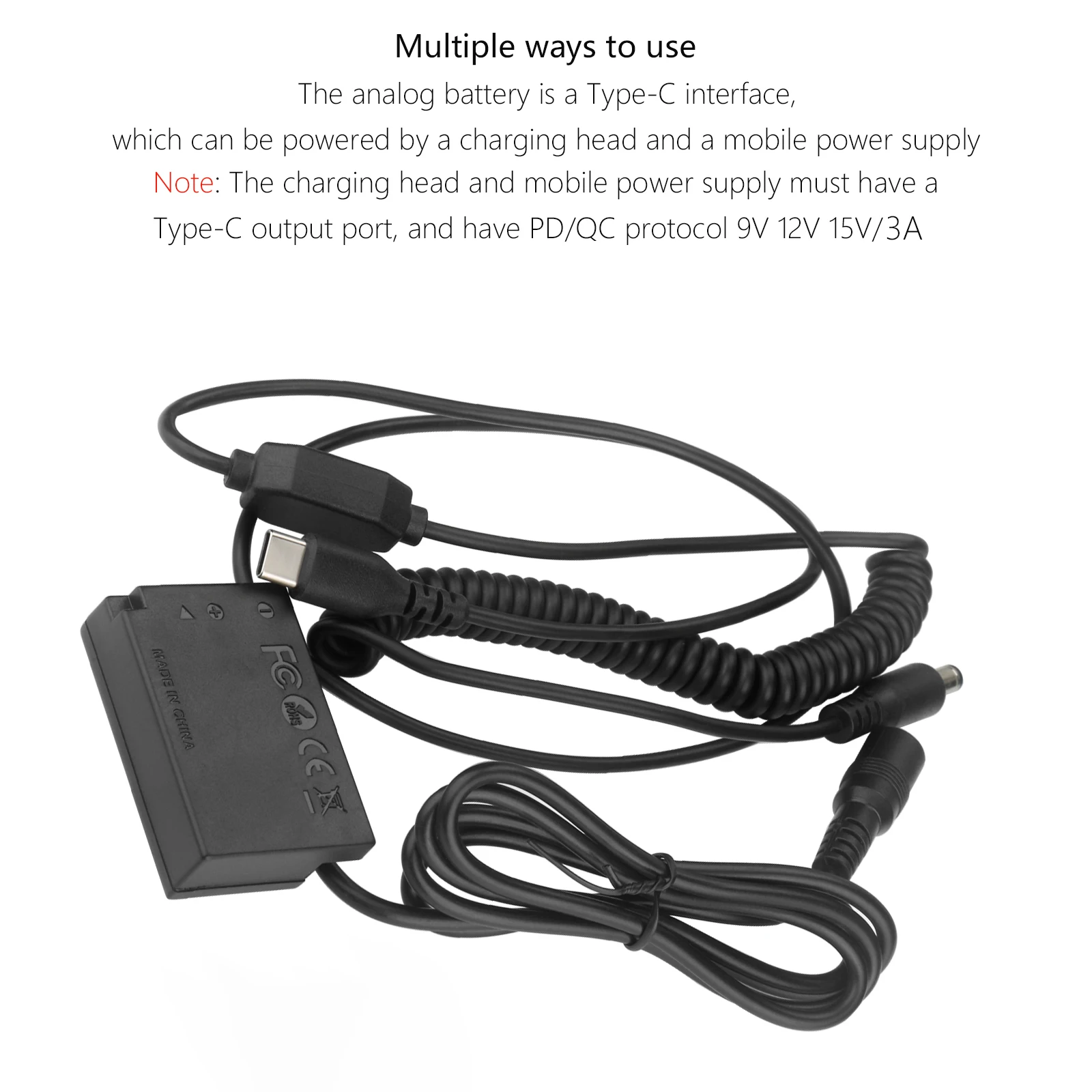 Cable USB-C de 2m LP-E17 ACK-E18 DR-E18 batería simulada para Canon EOS 750D Kiss X8i T6i 760D T6S 77D 800D 200D 250D Rebel SL2 - imagen 5