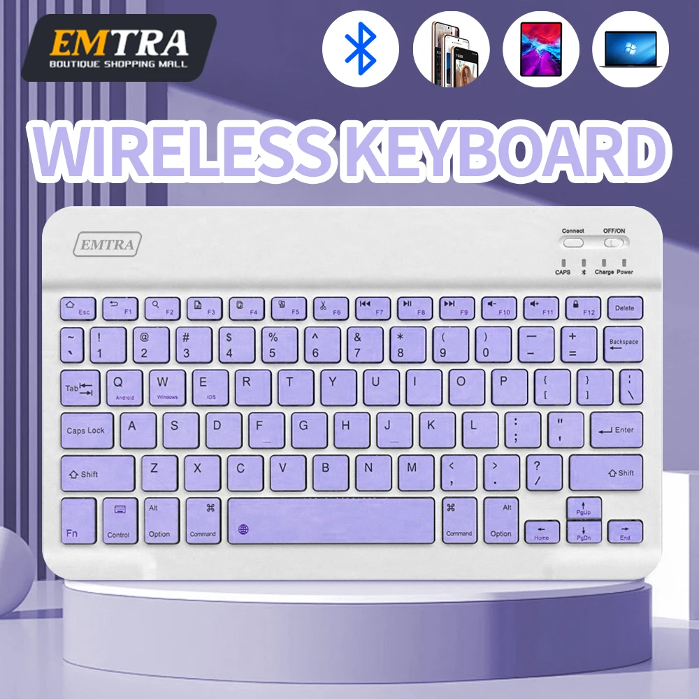Teclado Bluetooth EMTRA teclado inalámbrico Bluetooth Mini teclado inglés español ruso recargable para Ipad teléfono tableta
