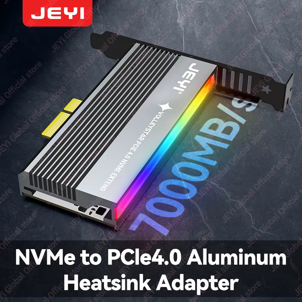 Adaptador NVMe PCIe 4.0 JEYI VolleyStar – RGB con Disipador Térmico - imagen 5