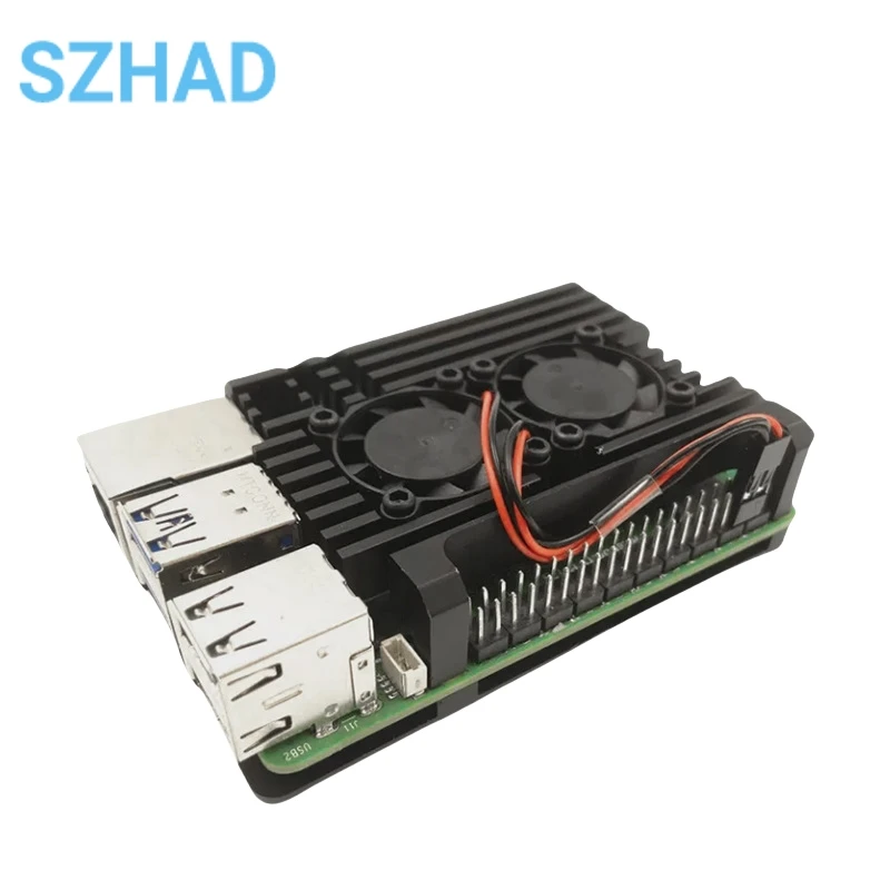 Raspberry Pi 5, carcasa de aluminio, carcasa de Metal con ventilador de refrigeración, disipador de calor de silicona, radiador de refrigeración pasivo activo para RPi 5 - imagen 3