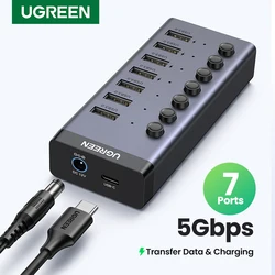 Hub USB 3.0 UGREEN 7 Puertos 5Gbps con Interruptor Individual