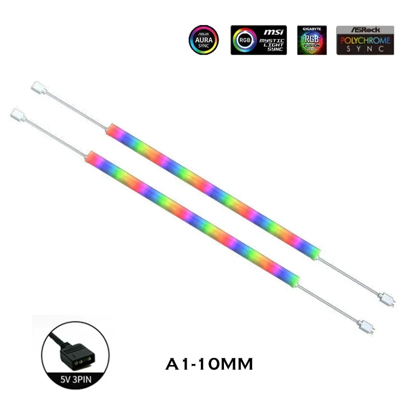 Cooler Master A1-12MM/10MM refrigeración por agua tubo emisor de luz neón para 240 360 sistema de refrigeración de computadora 5V ARGB AURA SYNC 330mm - imagen 5