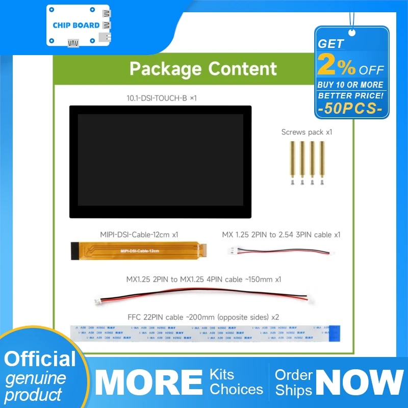 Raspberry Pi Pantalla táctil DSI de 10,1": 720x1280 IPS, capacitiva de 10 puntos con vidrio templado duradero