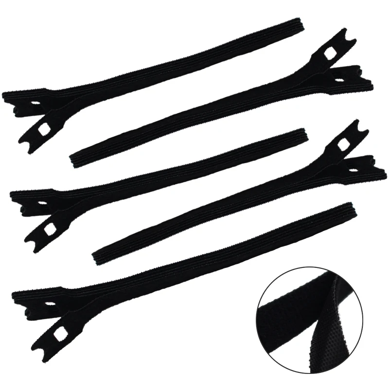 100 Uds bridas para cables 150mm x 12mm correa con hebilla en T envoltura de bucle de nailon negro Cable de datos de espalda a espalda gestión de cables autoadhesiva - imagen 3