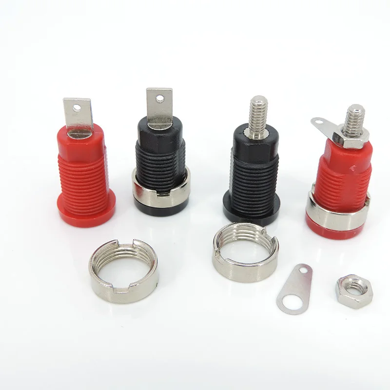 Rojo + negro 32A seguridad aislada 4MM Banana hembra cabeza enchufe Jack montaje en Panel vinculante poste conector multímetro - imagen 5