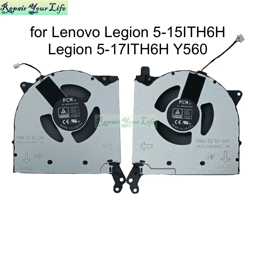 Ventilador de refrigeración CPU GPU para Lenovo Legion 5-15ITH6H 5-17ITH6H 82JH 82MH 82JM Y560 ventiladores enfriadores de ordenador portátil para videojuegos 5H40S20332 FNRS FNRR