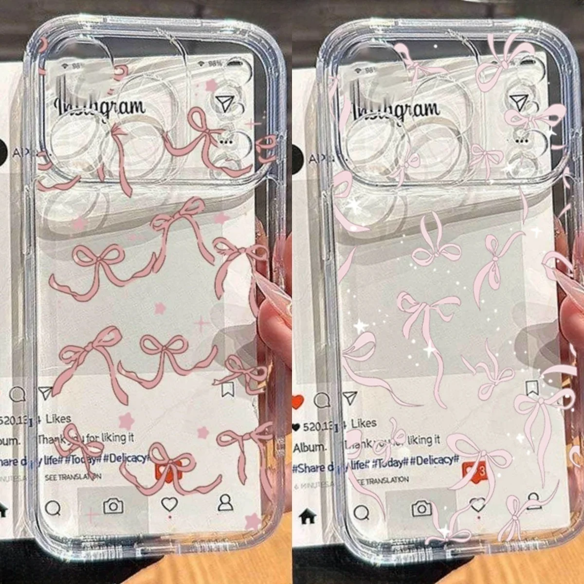 Funda de teléfono con diseño de lazo rosa y estrella bonita de Corea para IPhone 17 Air 17 Pro Max 16 15 14 13 12 11 Pro Max 16e Plus, funda minimalista de TPU