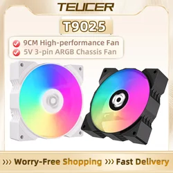 TEUCER Ventilador para PC de 92 mm ARGB PWM con control térmico