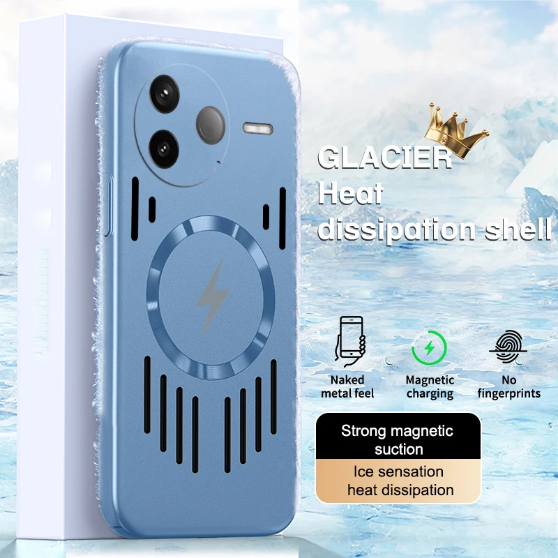 Funda magnética de disipación de calor con pintura de Metal de PC suave para Magsafe XIAOMI POCO X6 X7 Pro F6 F7 Pro Ultra contraportada