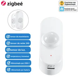 Sensor Presencia Inteligente Zigbee mmWave 24GHz Movimiento Luz Hogar