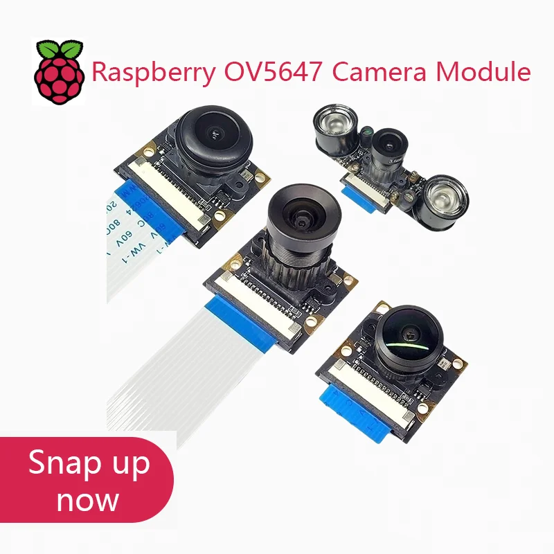Módulo de cámara OV5647 para Raspberry Pi 3B 4B 3B + enfoque ajustable 120 130 200 160 grados 3,6 MM HD 5 millones de píxeles visión nocturna