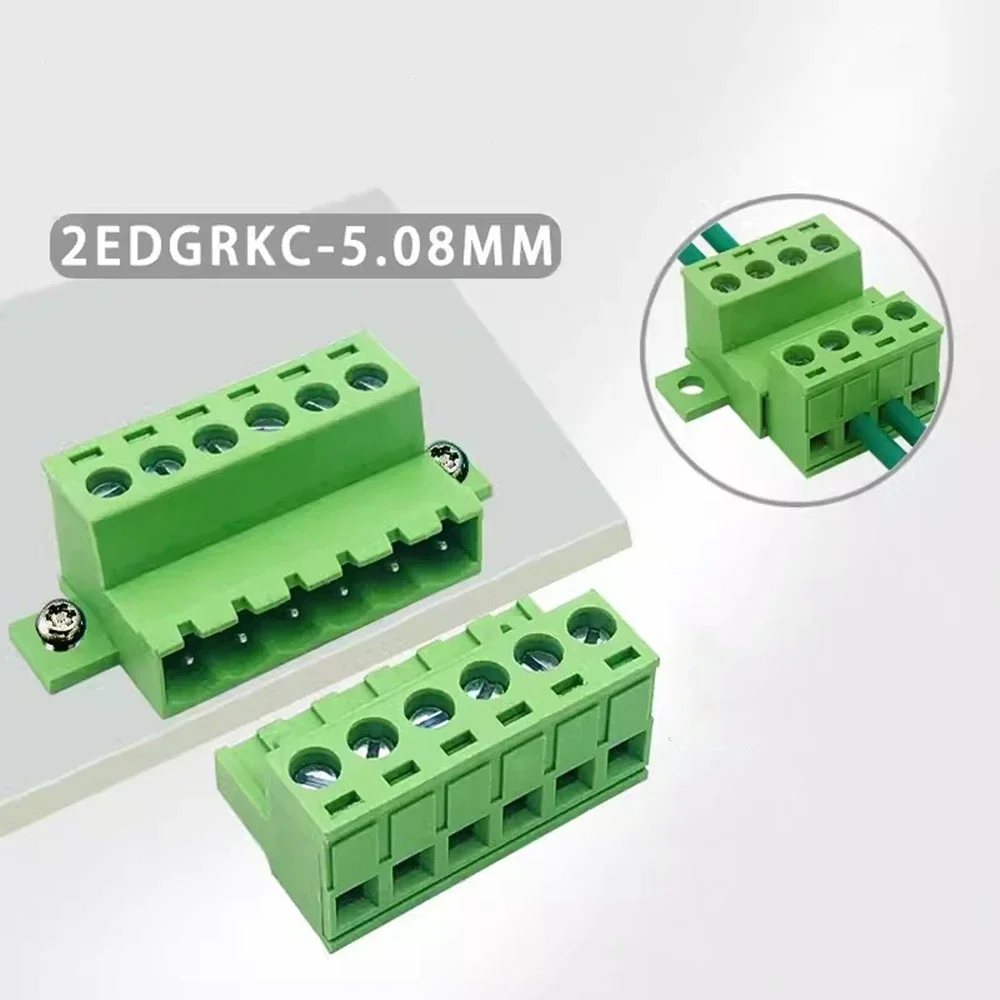 1 Juego 2EDGRKC 5,08 MM conector de bloque de terminales de tornillo tipo acoplamiento sin soldadura PCB enchufable tipo 2edg bloque de terminales verde - imagen 4