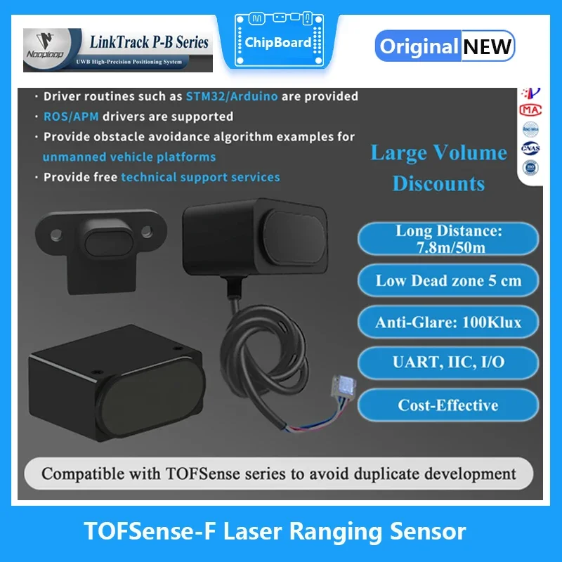 TOFSense-Sensor de rango láser F, módulo de radar, serie UART, IIC, Nooploop