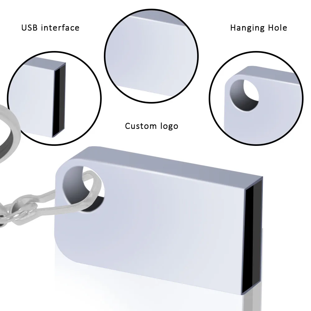 Mini Pendirve 10/50/100 unids/lote 16GB USB2.0 unidad Flash Metal Pen Drive Memory Stick 2GB regalos de empresa disco U con llavero - imagen 2
