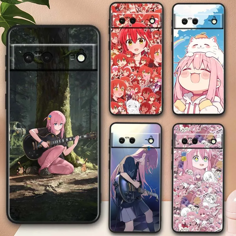 Gotou Hitori Anime para Google Pixel 10 9 8 7 9a 8A 7a 6a XL Pro 5G funda de teléfono negra