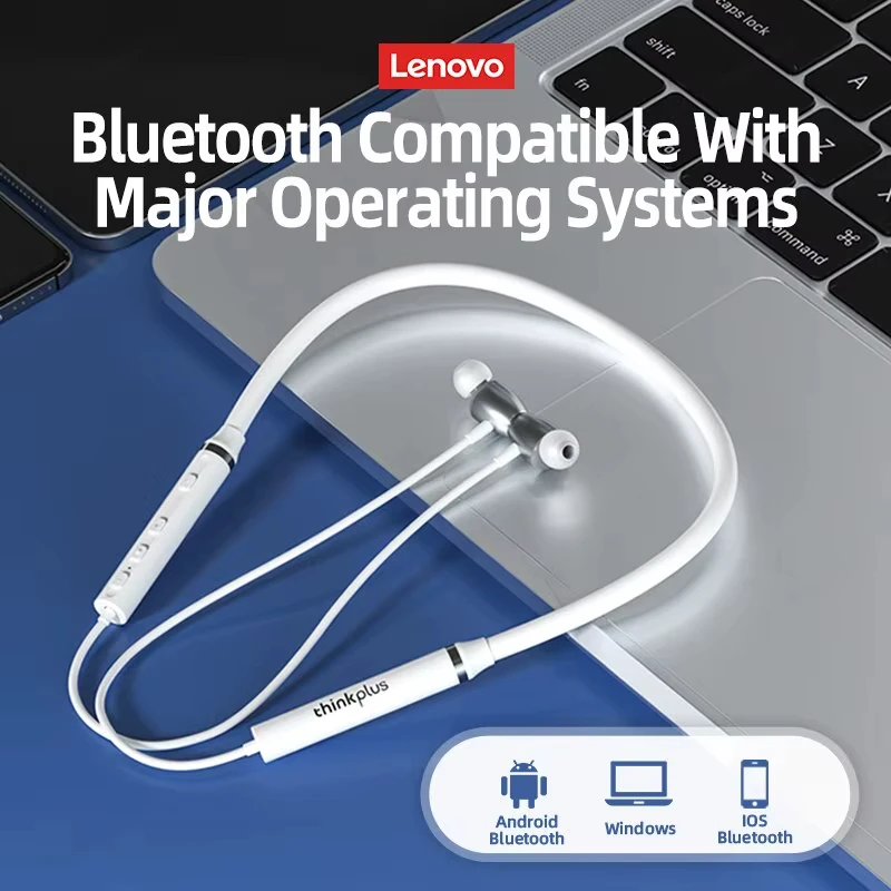 Lenovo-auriculares inalámbricos HE05X Ⅱ con banda para el cuello, cascos deportivos impermeables con micrófono, Bluetooth 5,0, banda magnética para el cuello - imagen 2