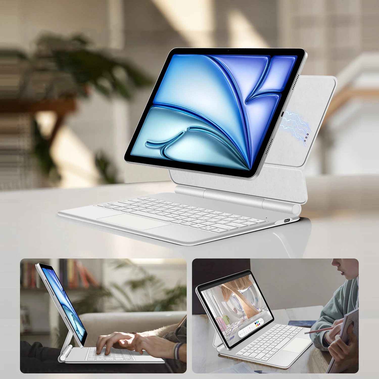 Funda con teclado mágico inteligente Pogo Pin para iPad Air 13 pulgadas M3 2025 M2 2024 iPad Pro 13 "12,9" cubierta para teclado con retroiluminación multitáctil - imagen 3