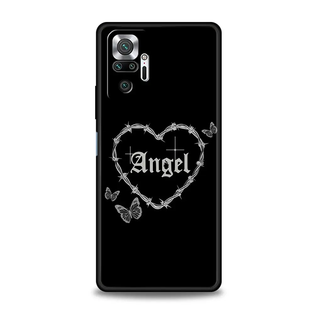 Funda de teléfono para Xiaomi Redmi Note 14 13 12 5G 11 10 Pro Plus 4G 9S 9 14C 13C 12C 10C 9C 9A funda suave de TPU estilo gótico labio negro - imagen 3